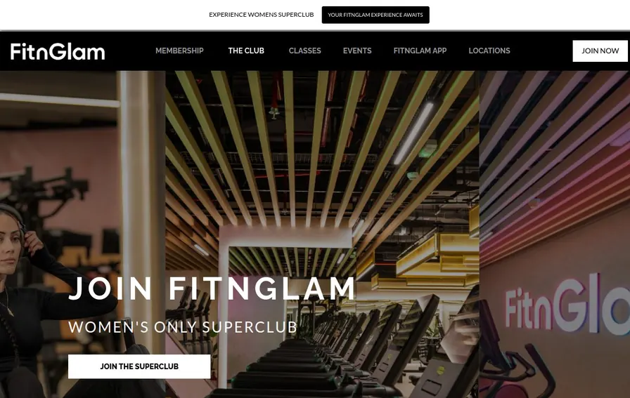 FitnGlam website screenshot